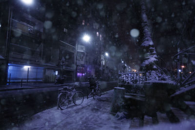 Street in winter at night