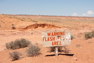 Information sign in a desert