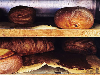 Close-up of bread on display at store