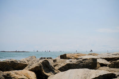 Scenic view of sea against clear sky