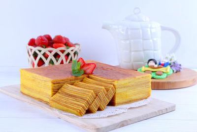 Close-up of cake on table