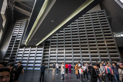 People walking in modern building