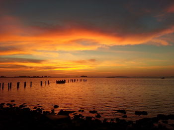 Scenic view of sea at sunset