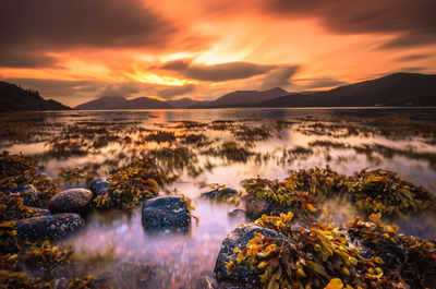 Sunset on a lake in the scottish highlands