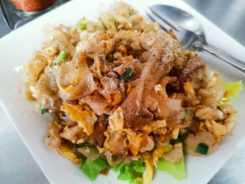 High angle view of meal served in plate