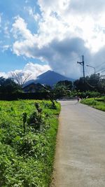 Scenic view of grassy field against cloudy sky