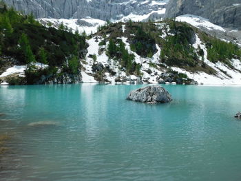 Scenic view of sea and mountains