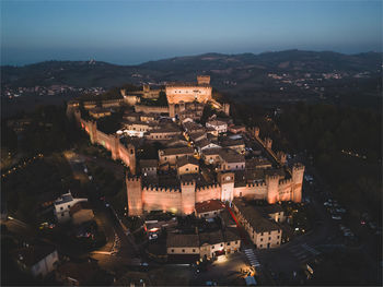 Aerial view of the medieval village of gradara in pesaro