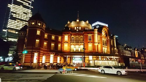 View of city street at night