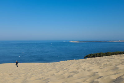 Scenic view of beach against clear sky