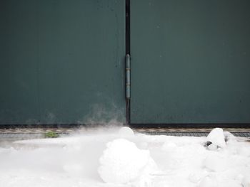 Steam coming out from snow