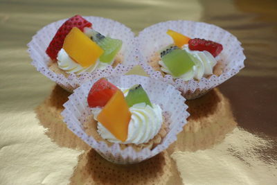 Close-up of cupcakes on table