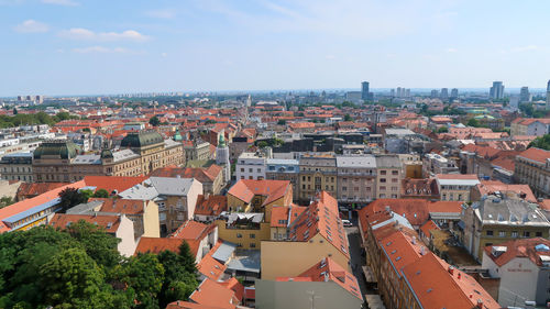 Zagreb aerial skyline rooftops view, capital of croatia panoramic view