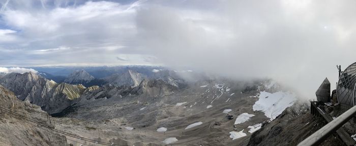 Panoramic view of snowcapped mountains against sky