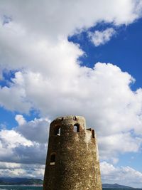 Low angle view of fort against sky