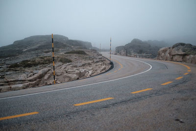 Country road in foggy weather