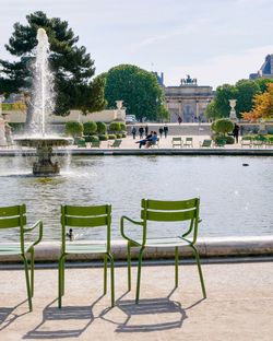 View of fountain in park