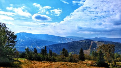 Scenic view of mountains against sky