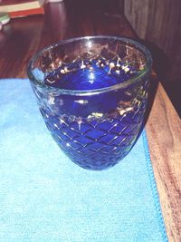 Close-up of glass of water on table