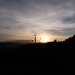 Scenic view of silhouette landscape against sky during sunset
