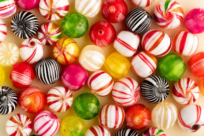 Colorful candies top view in full frame