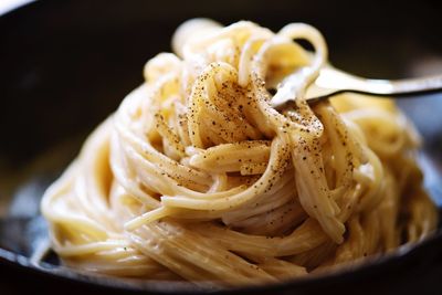 Close-up of noodles in plate