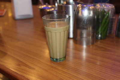 Close-up of drink in glass on table