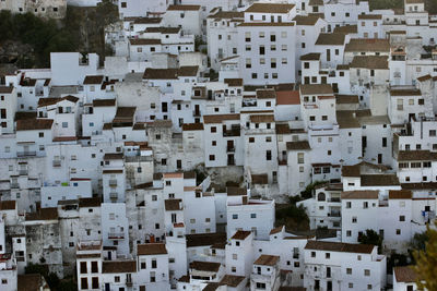 High angle view of white buildings in the spanish white villages - pueblos blancos 