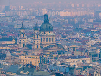 High angle view of buildings in city