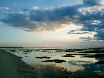 Scenic view of sea against sky at sunset