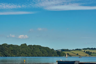 Scenic view of sea against blue sky