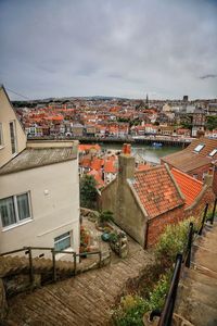 High angle view of townscape against sky