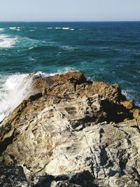 Scenic view of sea against clear sky