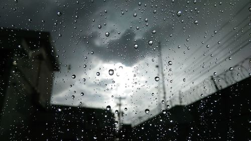 Full frame shot of raindrops on window