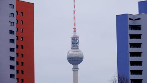 In between, berlins tv-tower in the middle of two buildings