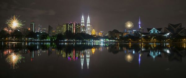 City lit up at night