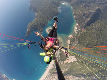 High angle view of people by sea