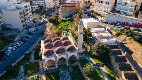 High angle view of buildings in city