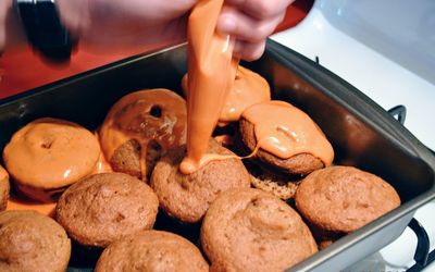 Close-up of person preparing food