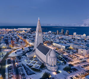 Amazing building of hallgrimskirkja church in center of reykjavik