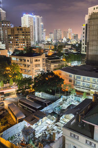 High angle view of buildings in city