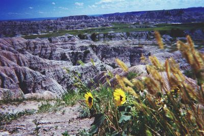 Scenic view of dramatic landscape against sky