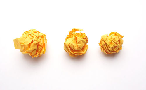 High angle view of cupcakes against white background