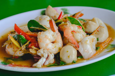 Close-up of meal served in plate