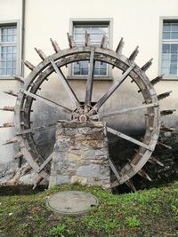 Low angle view of clock on old building