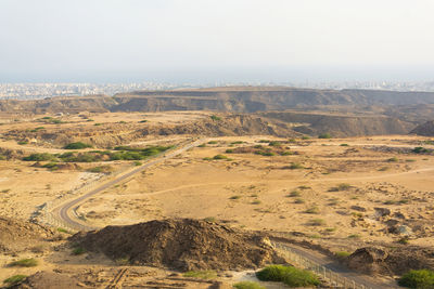 View from the city of chabahar in baluchistan province at evening, iran