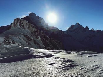 Scenic view of mountains against clear sky