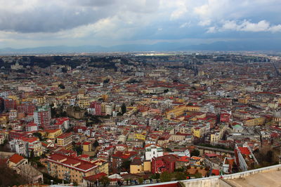 High angle view of townscape against sky