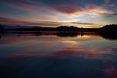 Scenic view of lake at sunset