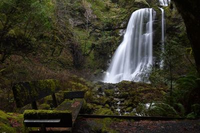 View of waterfall in forest